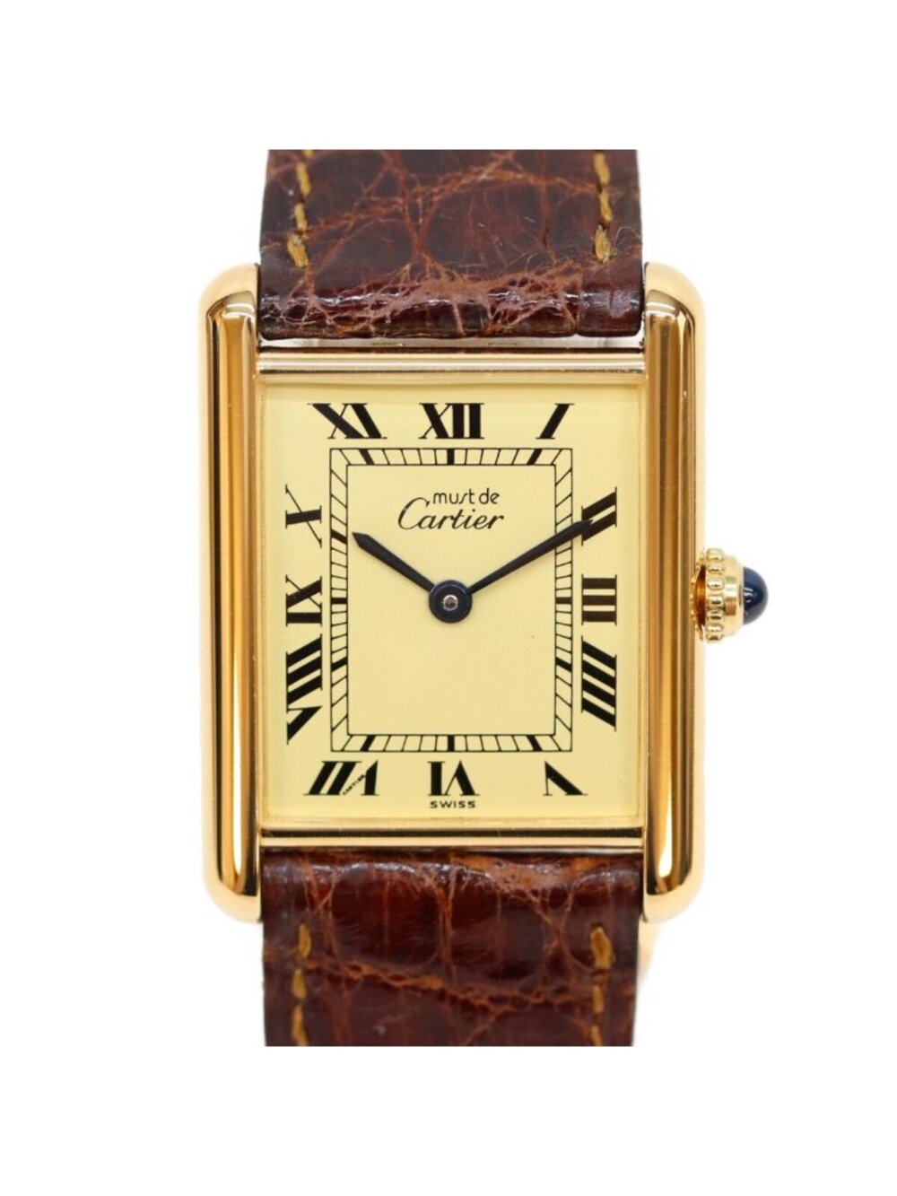 Cartier Must Tank Vermeil LM Ivory Roman Dial Leather